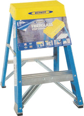 WERNER 6002 Step Ladder, 8 ft Max Reach H, 2-Step, 250 lb, Type I Duty Rating, 3 in D Step, Fiberglass, Blue